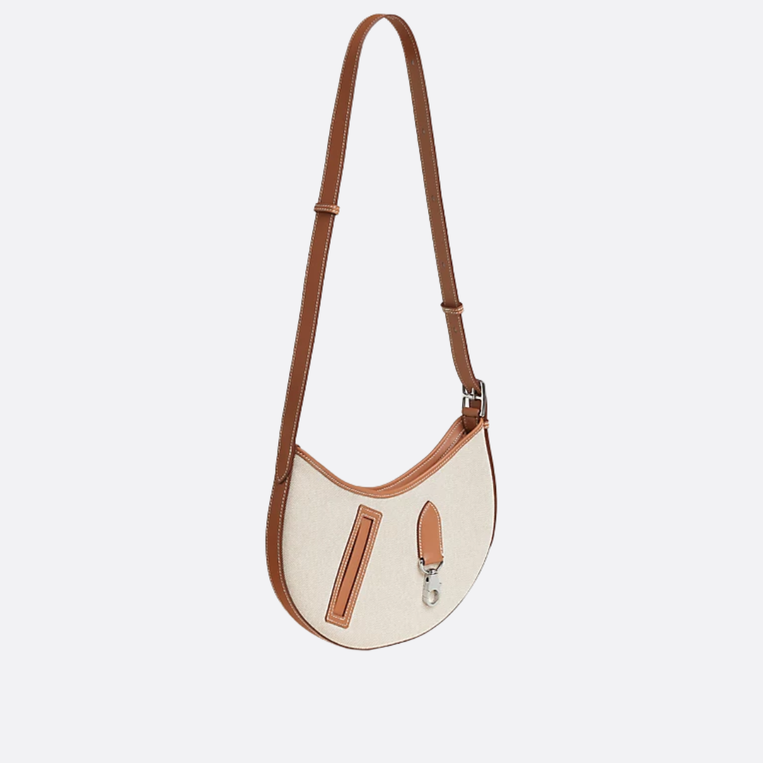 Small Saddle Bag In Fabric & Leather From Hermès