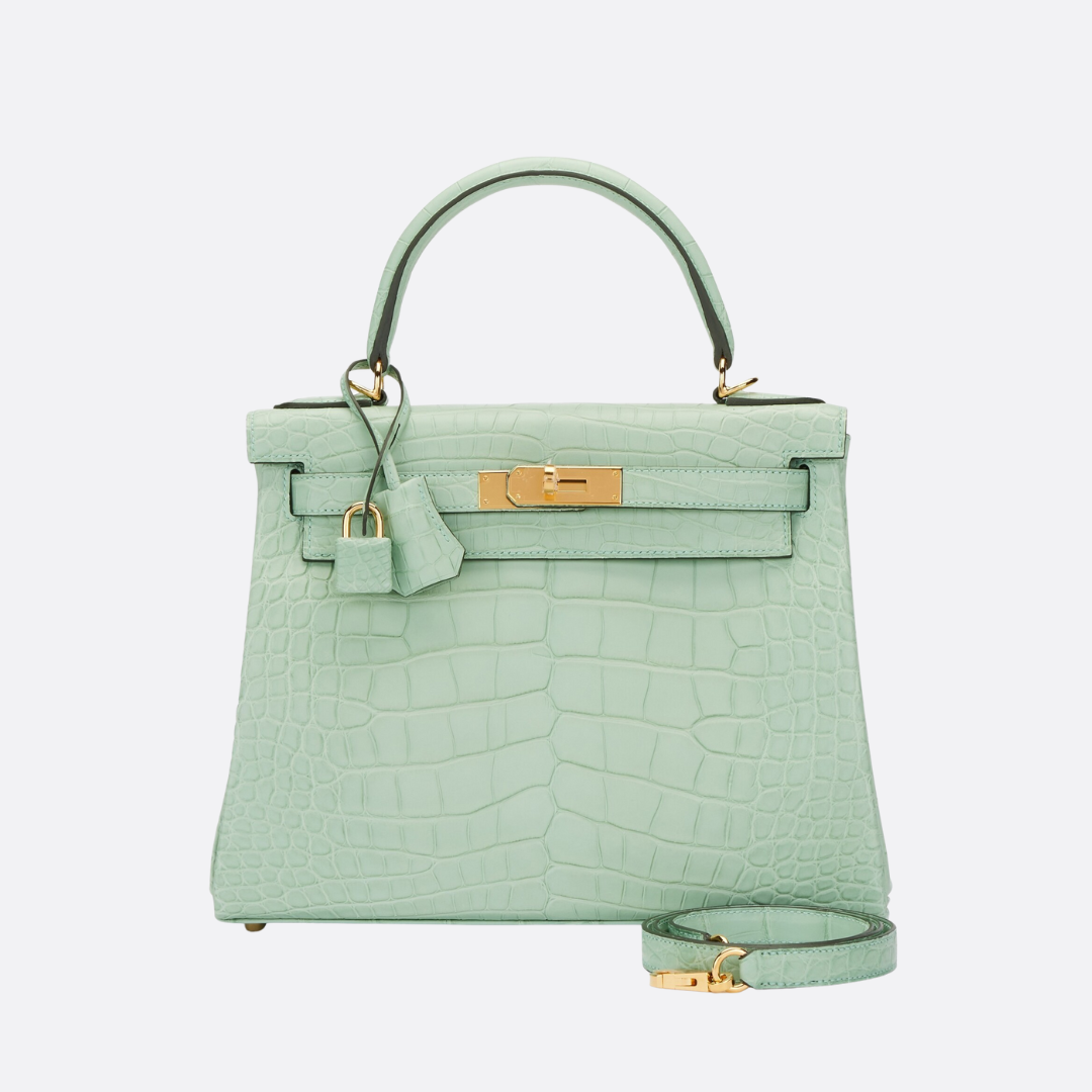 Hermès Kelly 28: Matte Alligator Leather Vert D’eau (reversed Stitches)