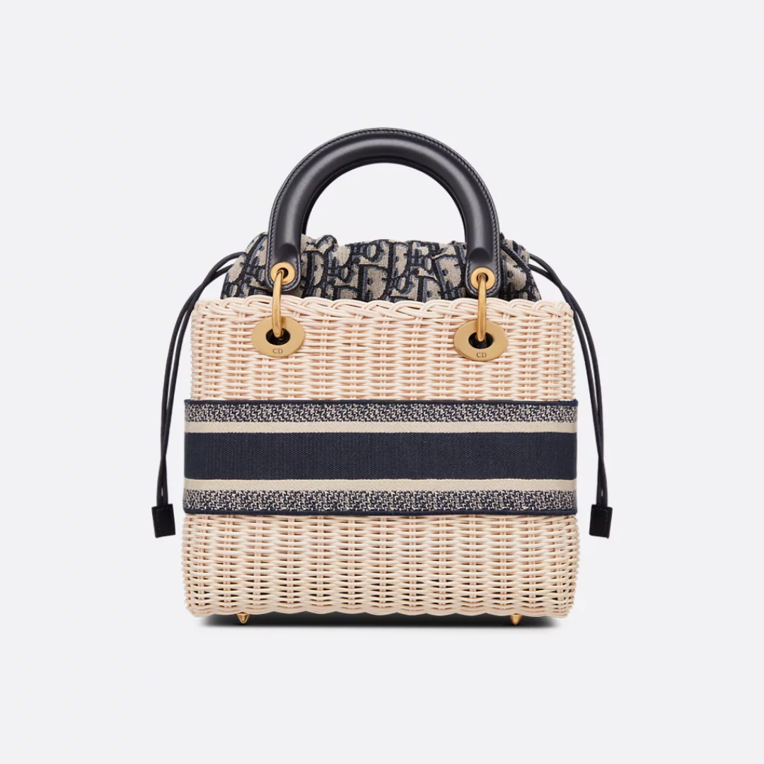 Dior Lady Dior Handbag In Rattan