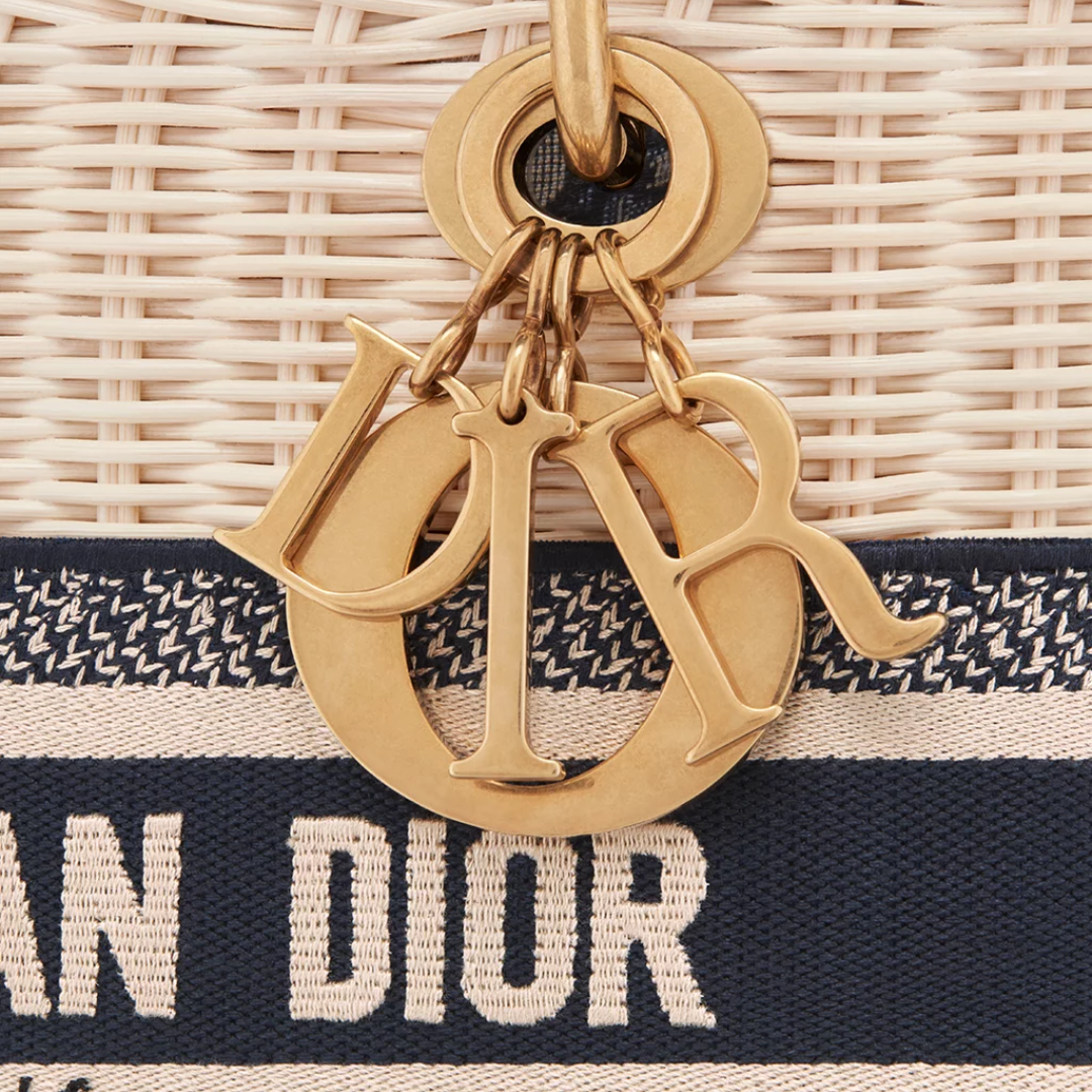 Dior Lady Dior Handbag In Rattan