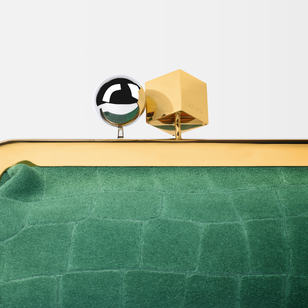 Jacquemus Le Salon Clutch In Suede & Crocodile Embossing