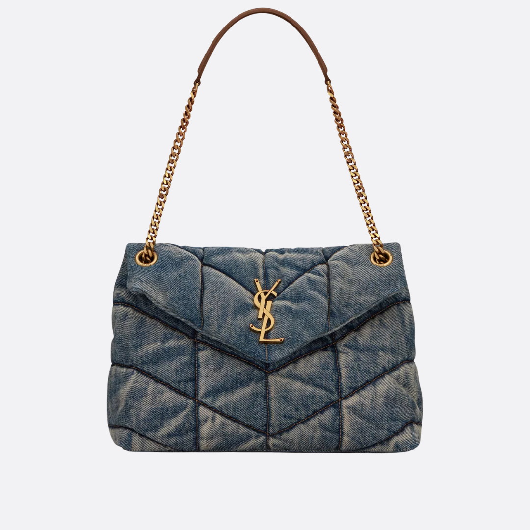 Saint Laurent Loulou Puffer Bag In Quilted Vintage Denim