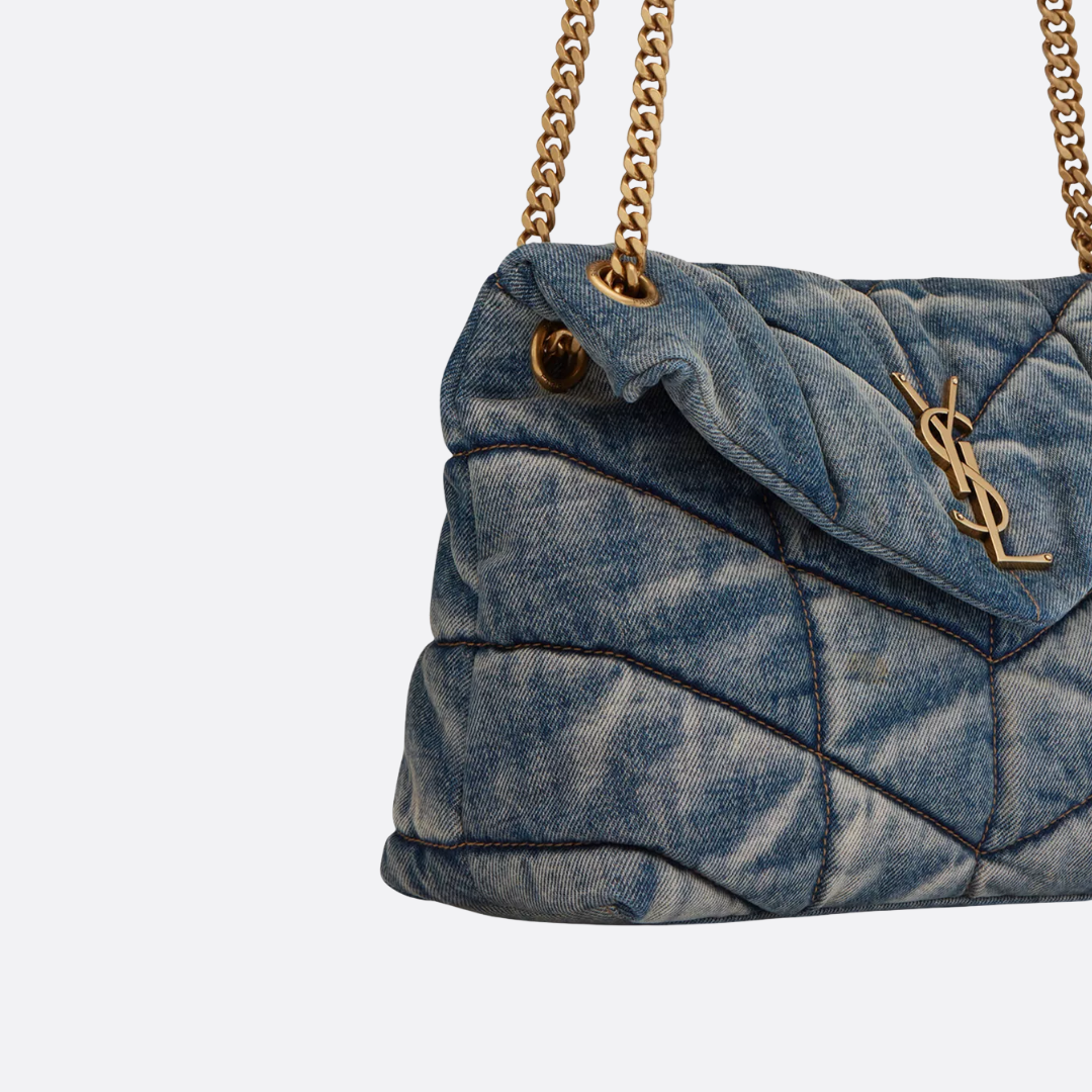 Saint Laurent Loulou Puffer Bag In Quilted Vintage Denim