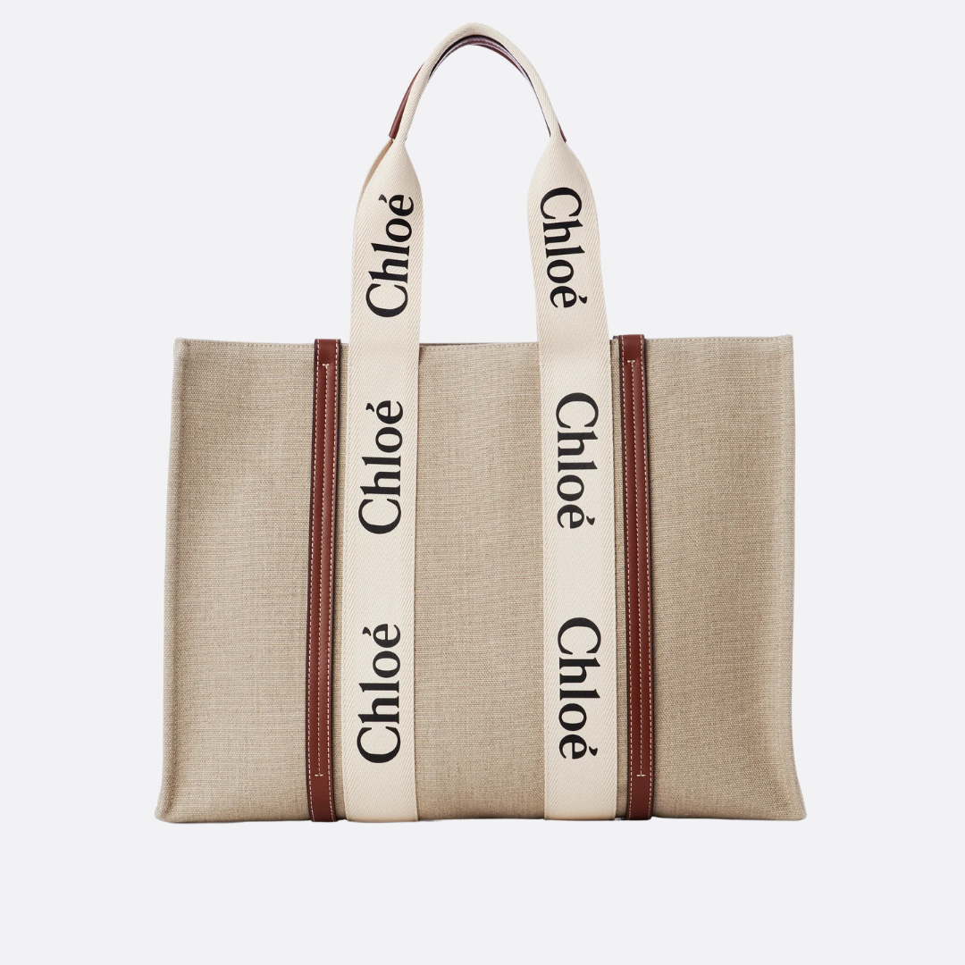 Chloé Woody Tote Bag In Linen