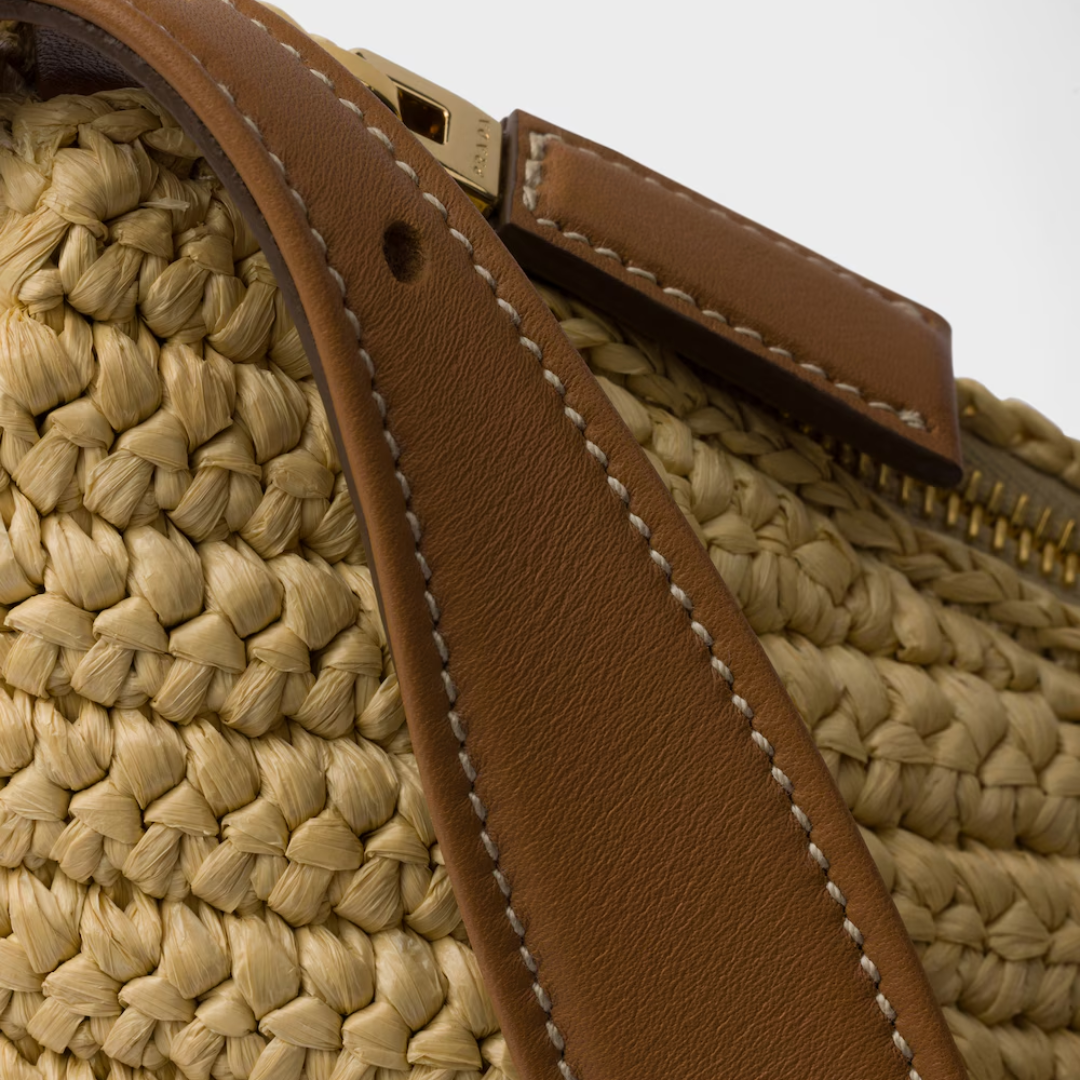 Prada Handbag In Crochet Knit & Leather – Large
