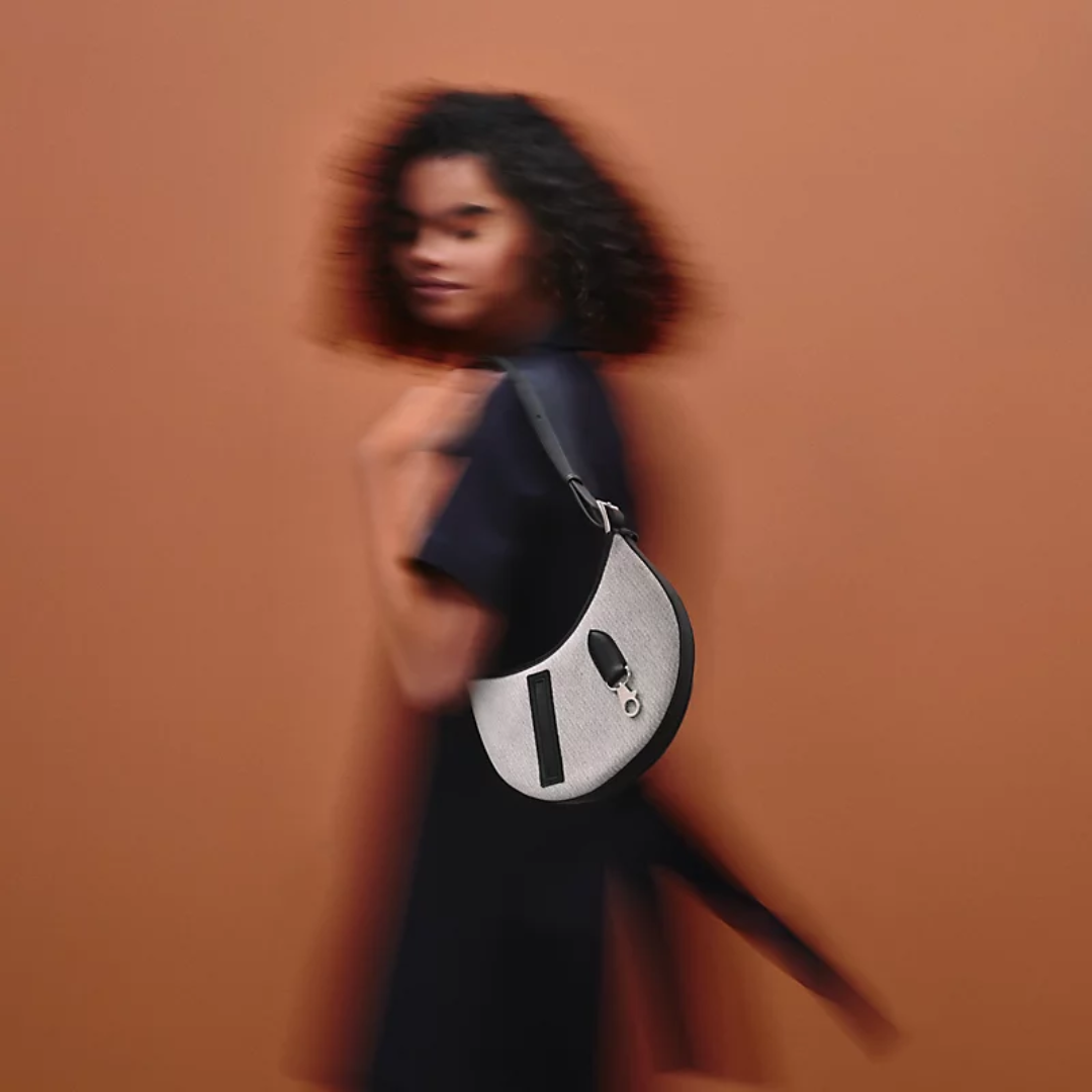 Small Saddle Bag In Fabric & Leather From Hermès