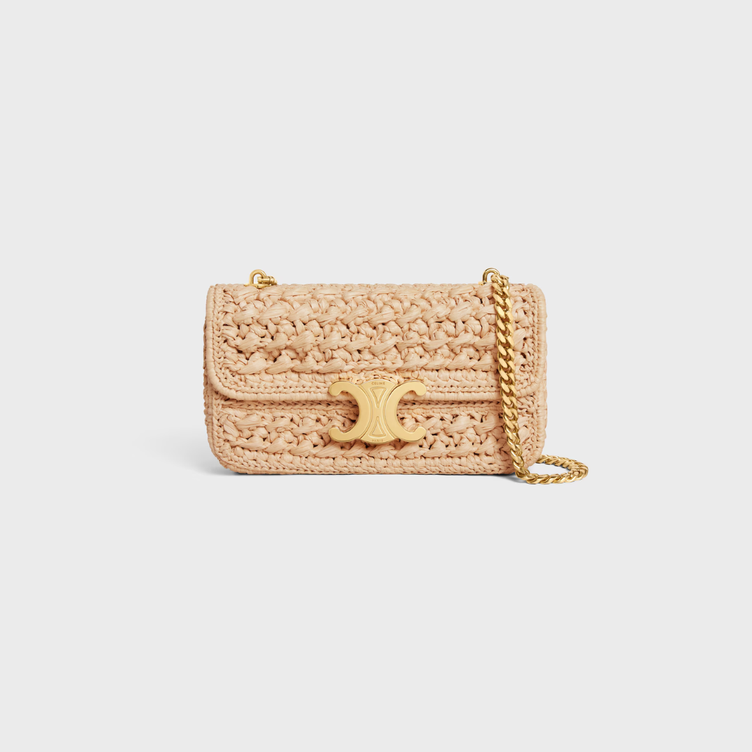 Céline Claude Chain Shoulder Bag In Raffia-effect – Exclusive