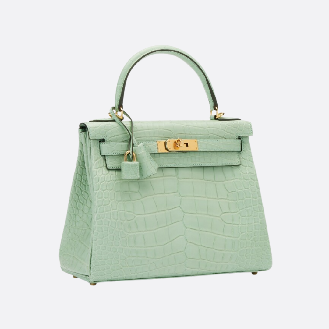 Hermès Kelly 28: Matte Alligator Leather Vert D’eau (reversed Stitches)