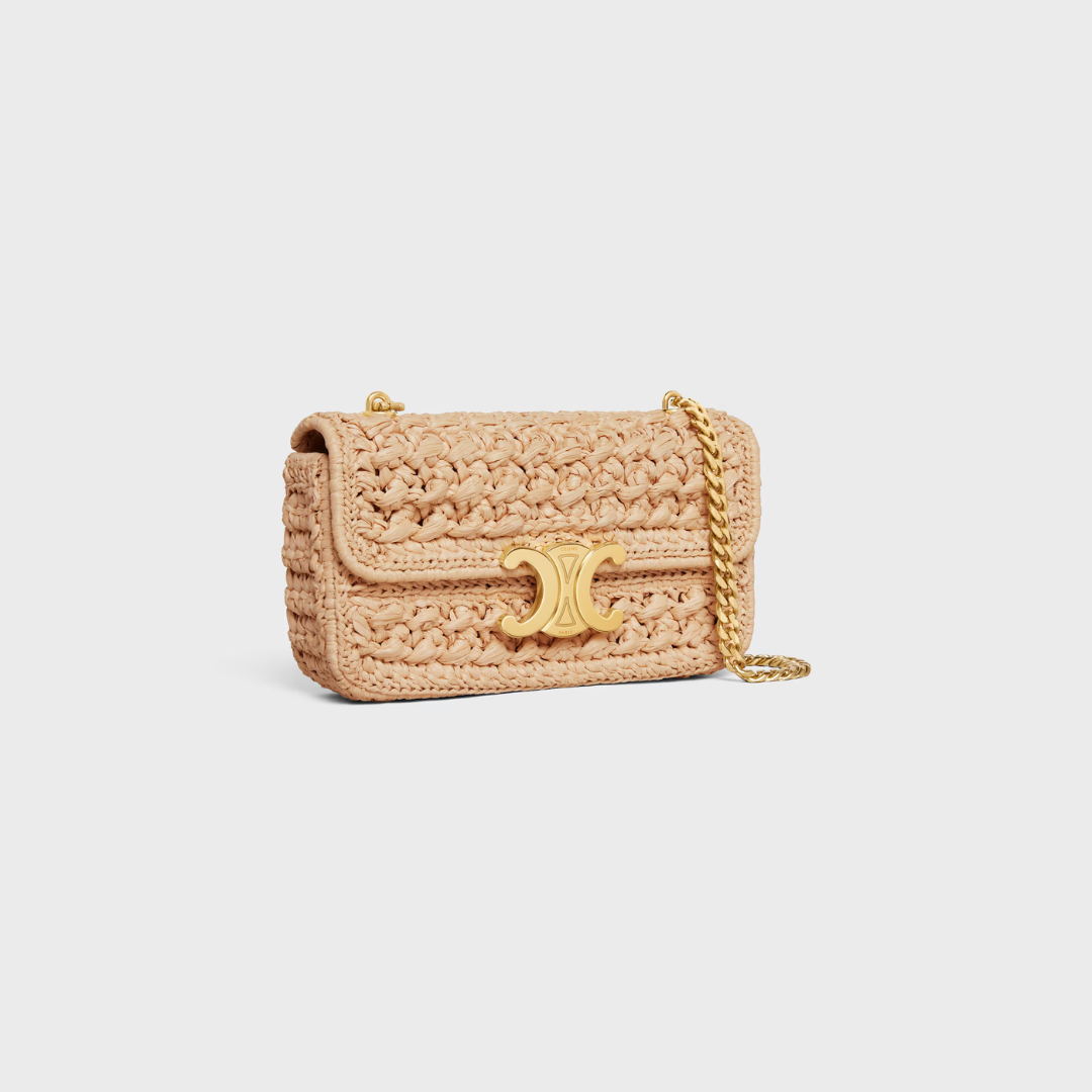 Céline Claude Chain Shoulder Bag In Raffia-effect – Exclusive