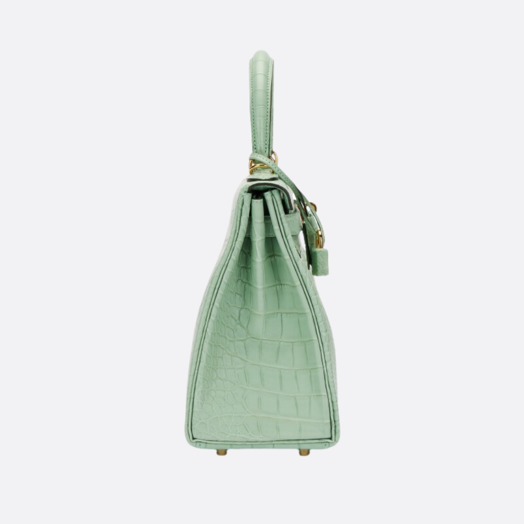 Hermès Kelly 28: Matte Alligator Leather Vert D’eau (reversed Stitches)