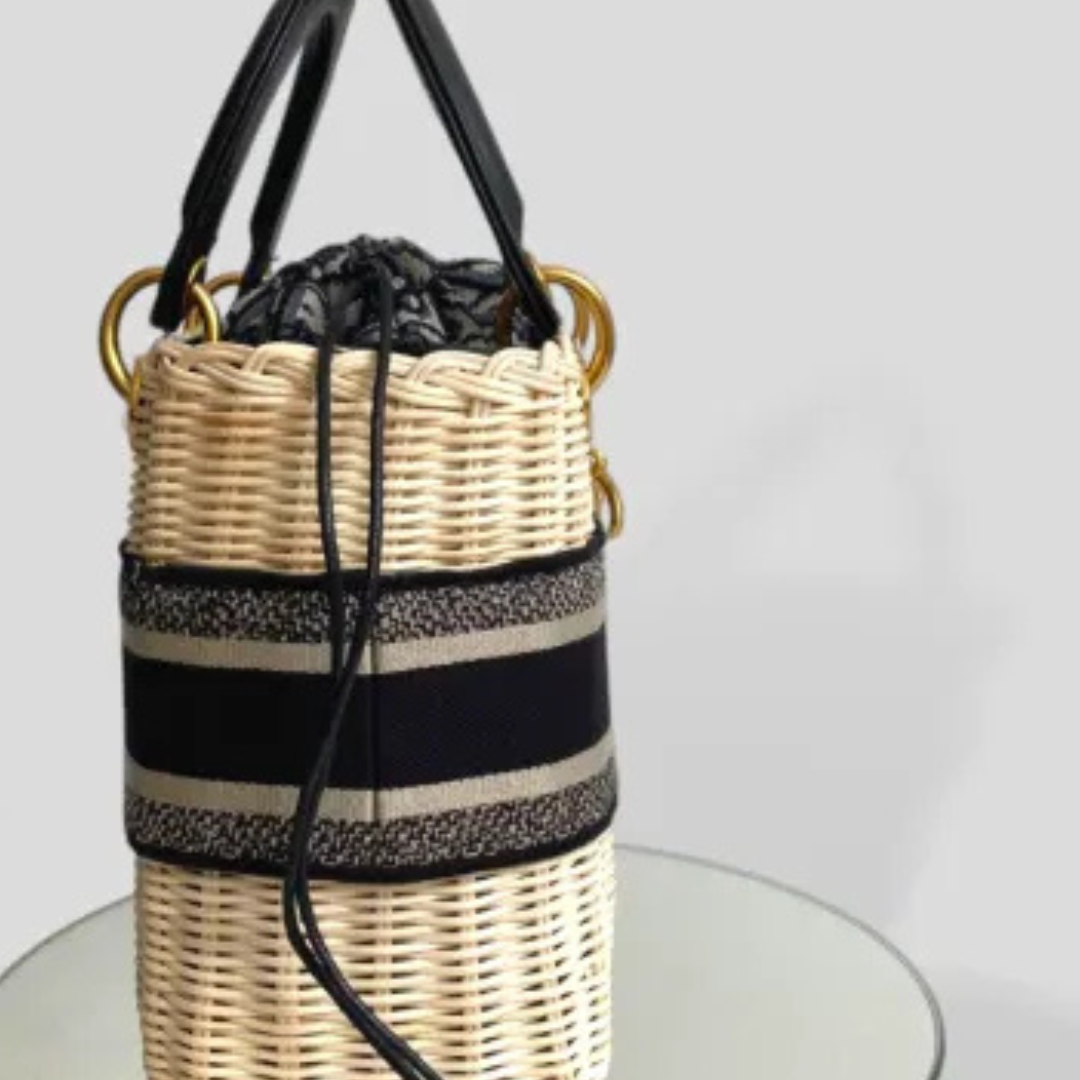 Dior Lady Dior Handbag In Rattan