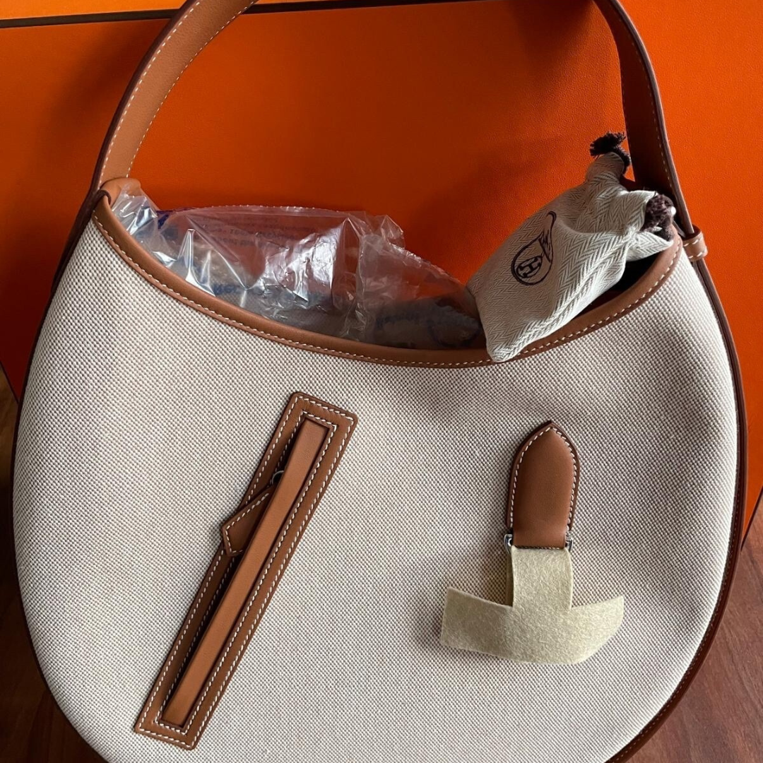 Small Saddle Bag In Fabric & Leather From Hermès