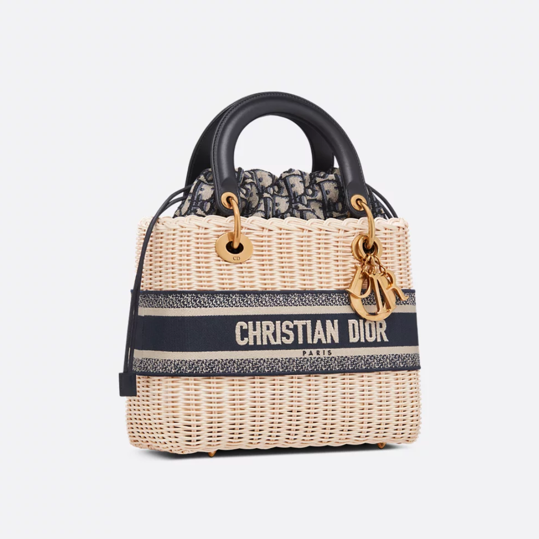 Dior Lady Dior Handbag In Rattan