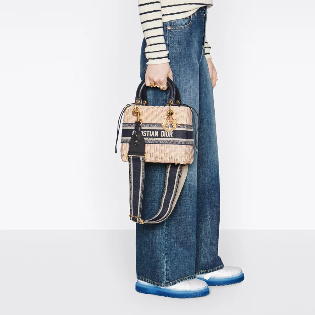 Dior Lady Dior Handbag In Rattan