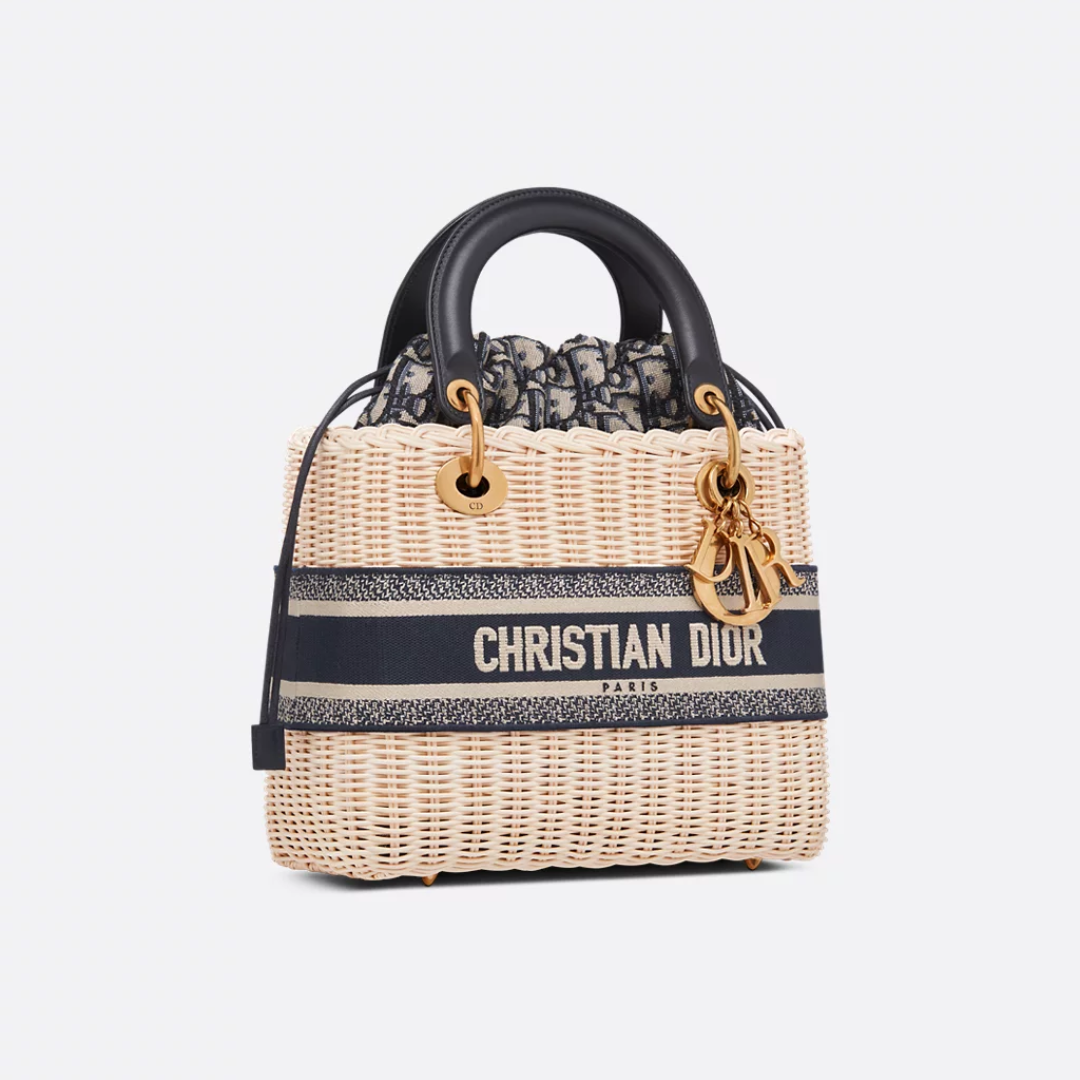 Dior Lady Dior Handbag In Rattan