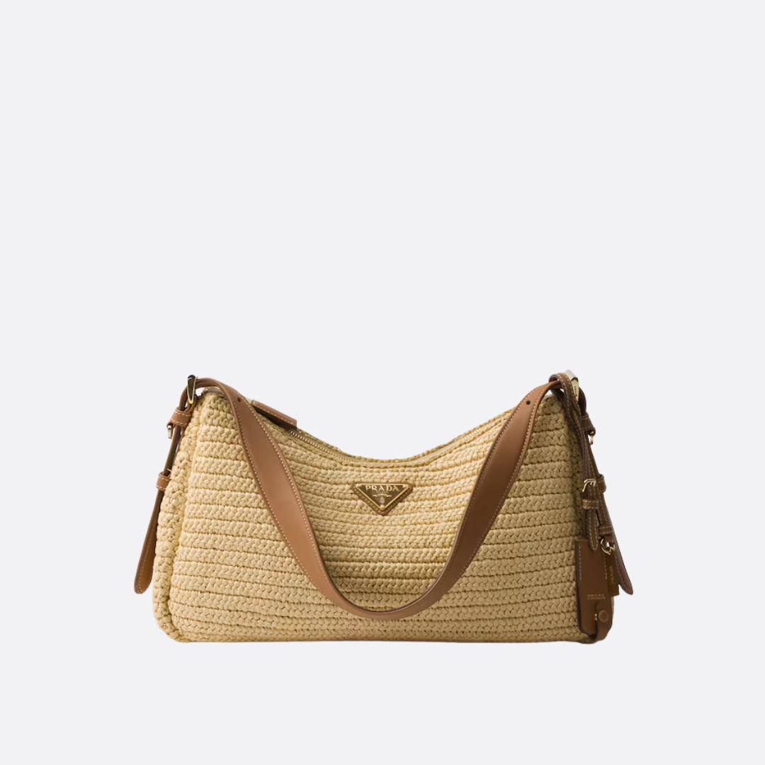 Prada Handbag In Crochet Knit & Leather – Large