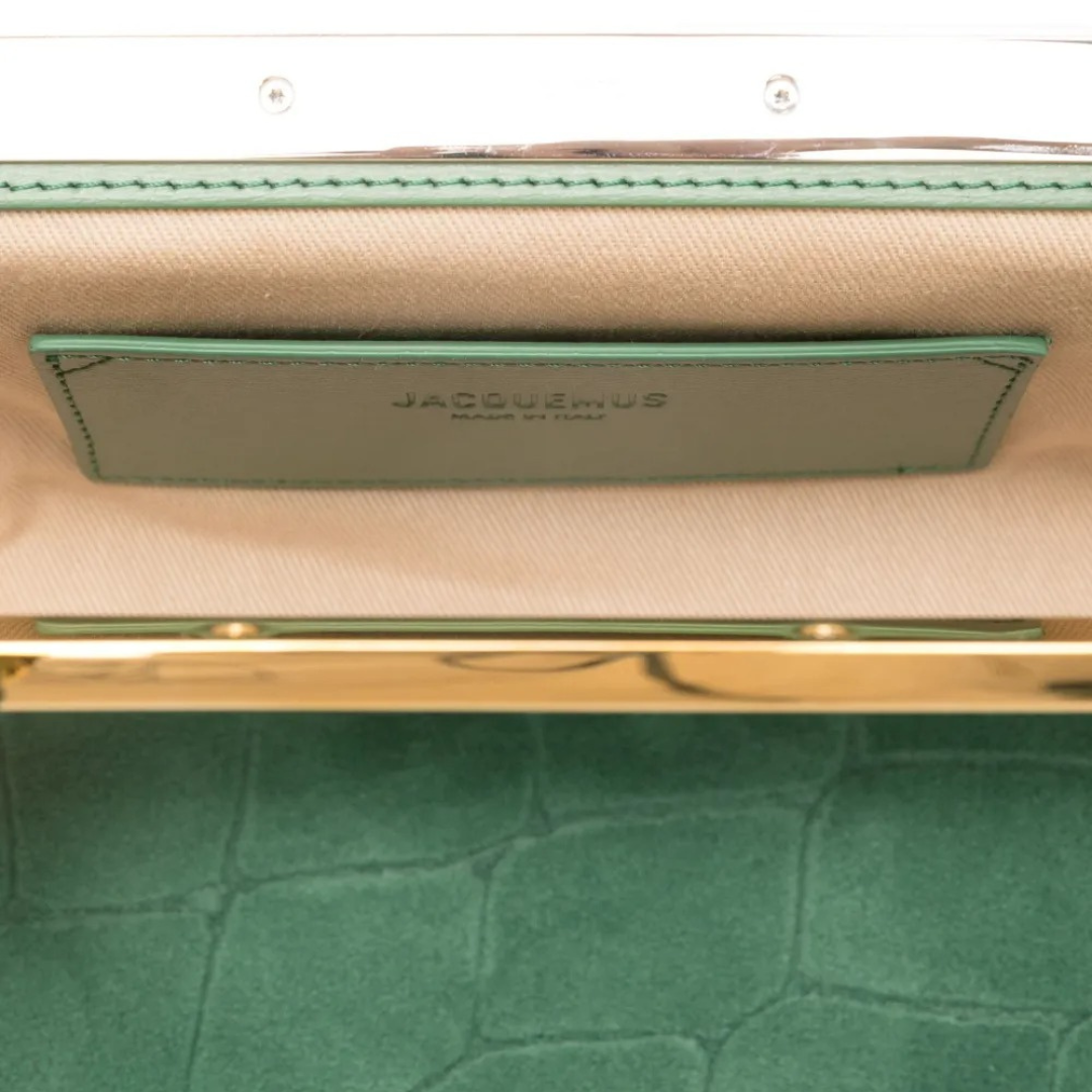 Jacquemus Le Salon Clutch In Suede & Crocodile Embossing