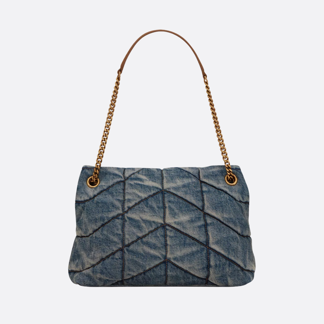 Saint Laurent Loulou Puffer Bag In Quilted Vintage Denim