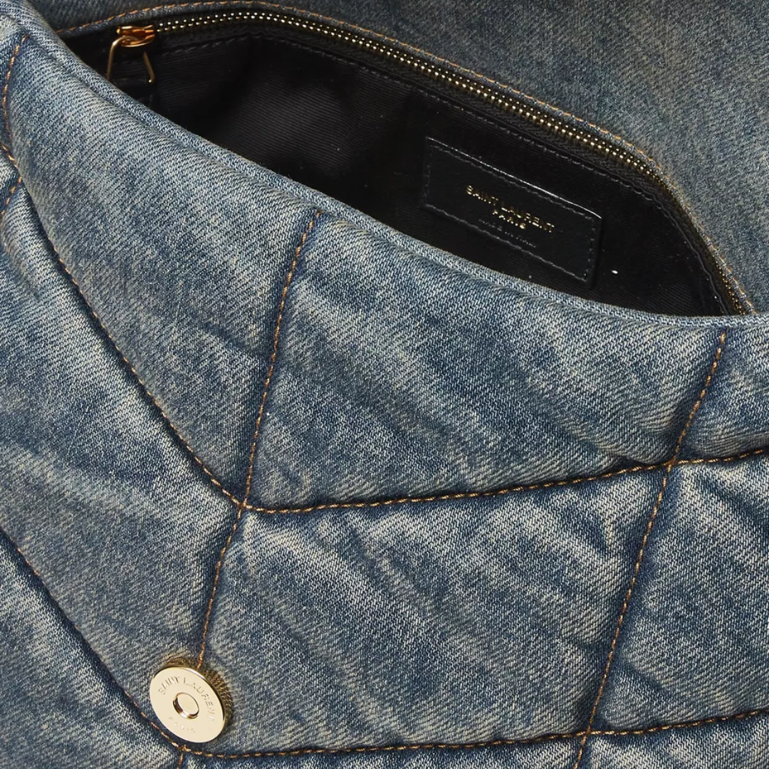 Saint Laurent Loulou Puffer Bag In Quilted Vintage Denim