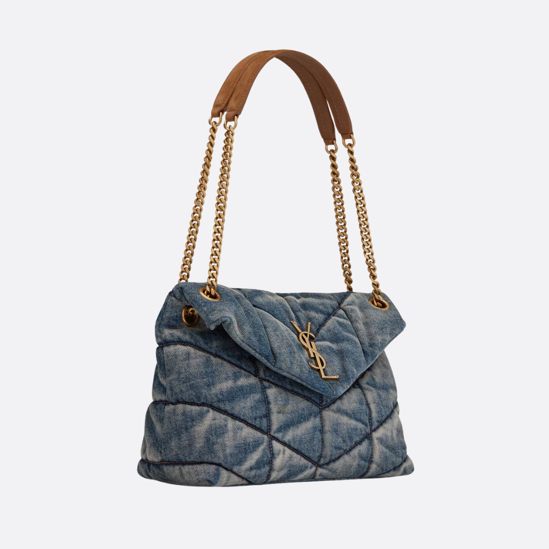 Saint Laurent Loulou Puffer Bag In Quilted Vintage Denim