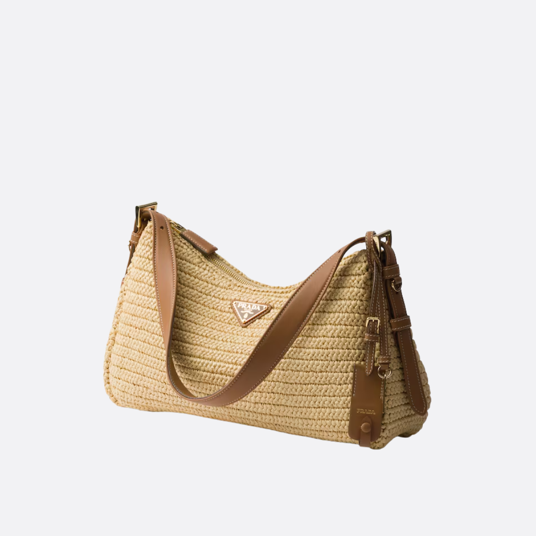Prada Handbag In Crochet Knit & Leather – Large