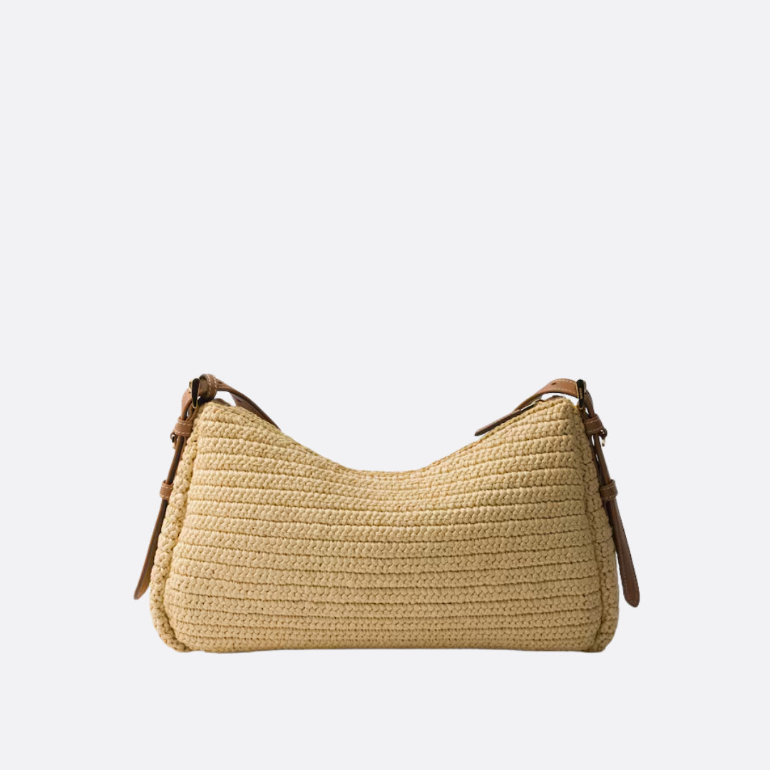 Prada Handbag In Crochet Knit & Leather – Large