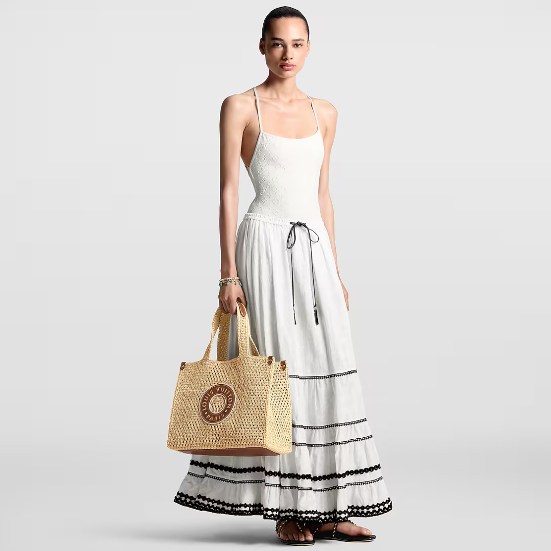 Louis Vuitton Onthego Mm Handbag In Raffia By The Pool