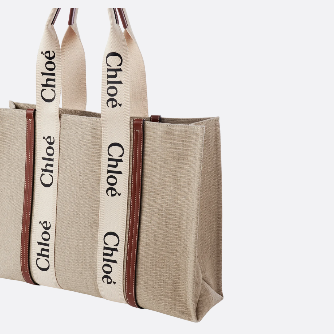Chloé Woody Tote Bag In Linen