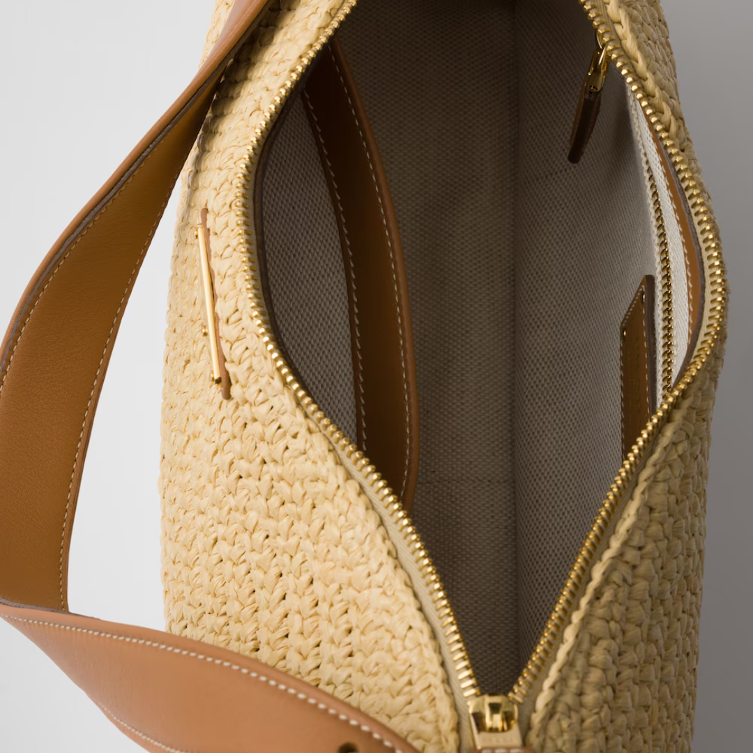 Prada Handbag In Crochet Knit & Leather – Large