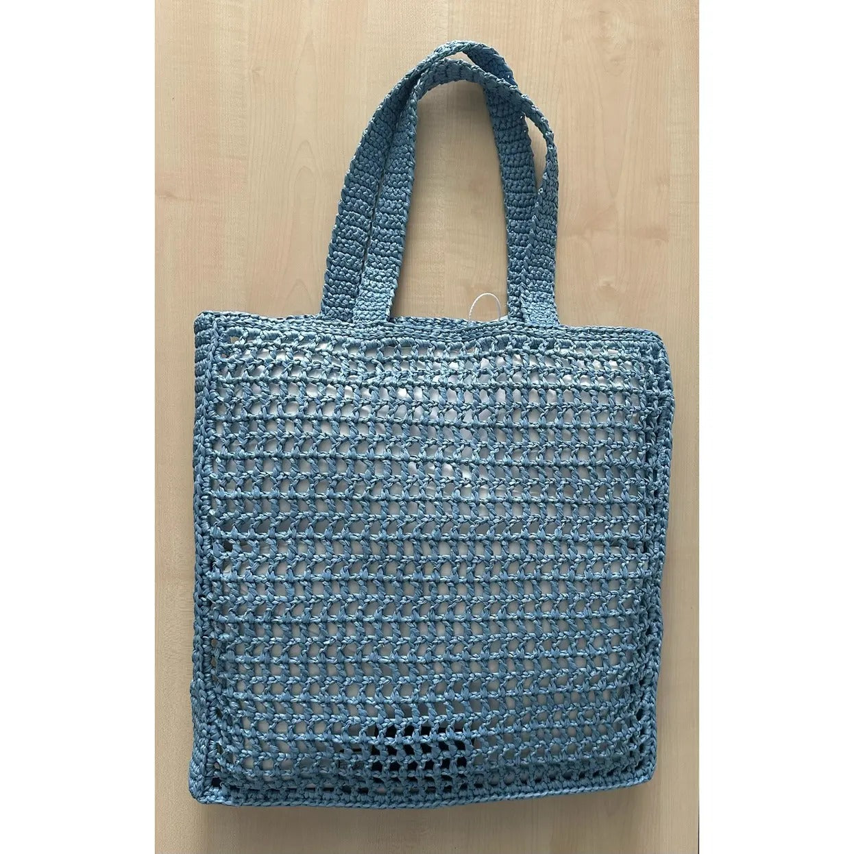 Prada Raffia Bag & Woven Logo In Blue