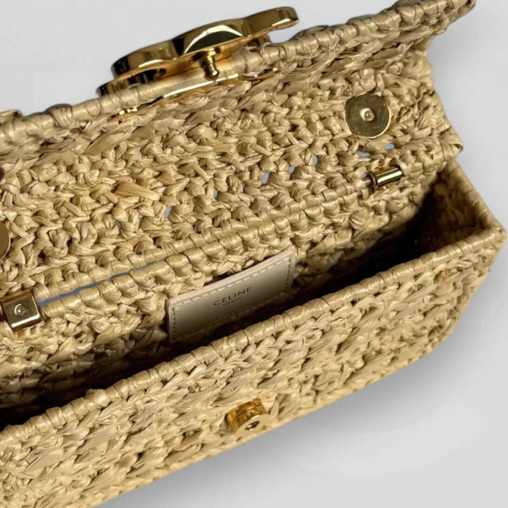 Céline Claude Chain Shoulder Bag In Raffia-effect – Exclusive