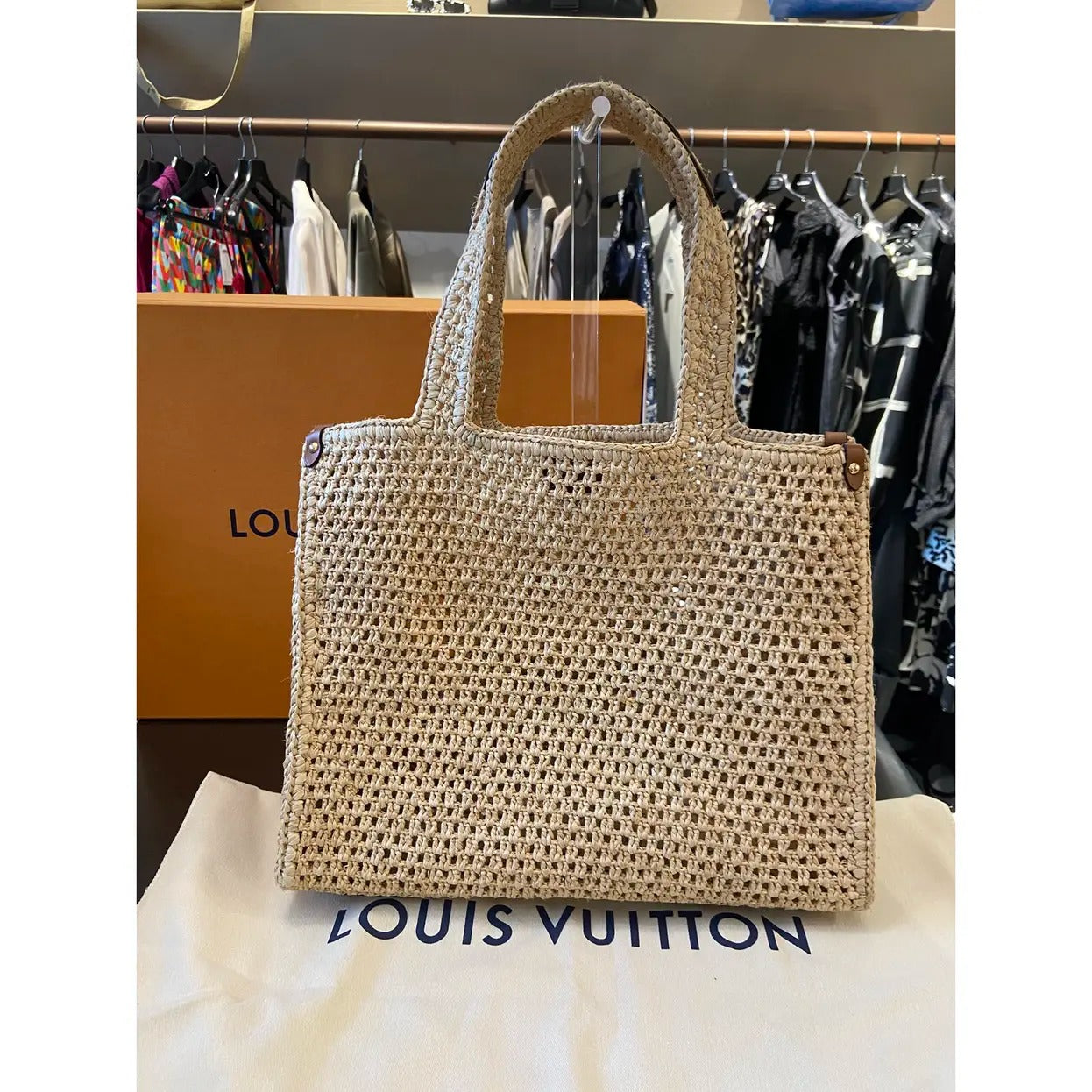 Louis Vuitton Onthego Mm Handbag In Raffia By The Pool