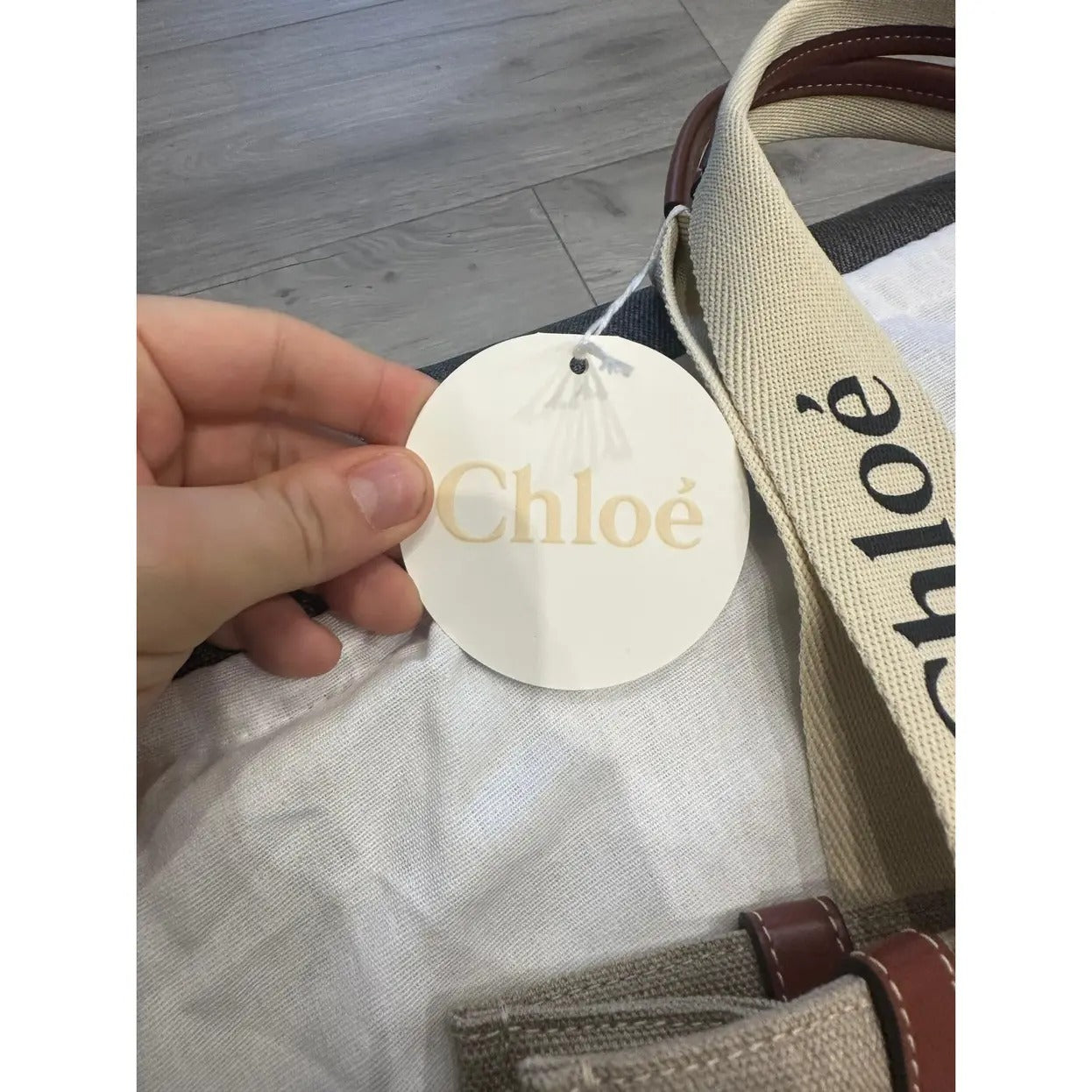 Chloé Woody Tote Bag In Linen